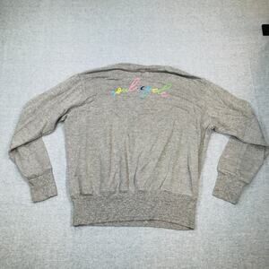 Monrow + Soul Cycle Collab Women Medium Sweatshirt Gray Embroidered Snap Flaw G9